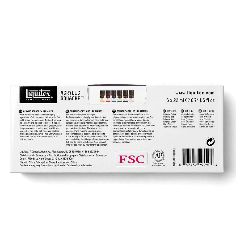 Acrylic Gouache Set - 6x22ml - Primaries - Image 5