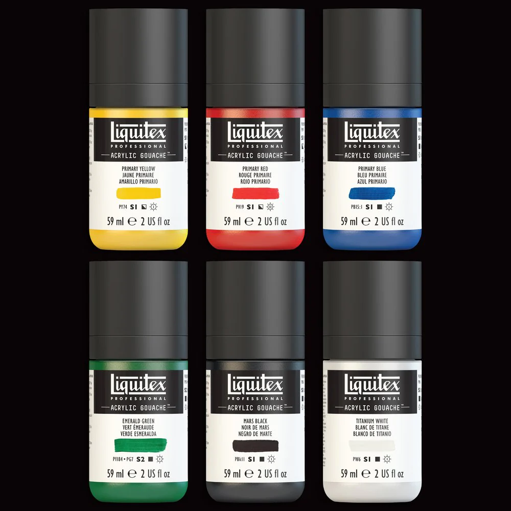 Acrylic Gouache Set - 6x59ml - Primaries - Image 3