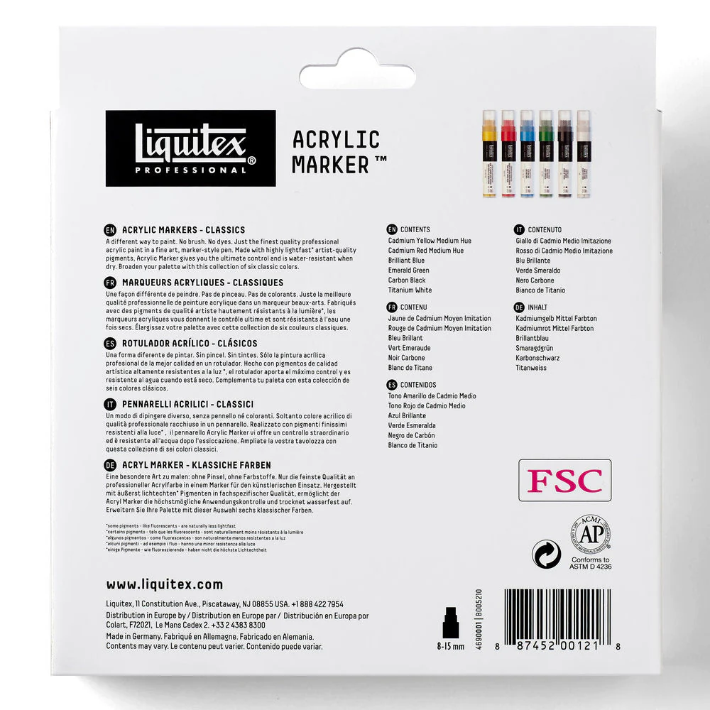 Acrylic Marker Set - 6x15mm - Classics - Image 5