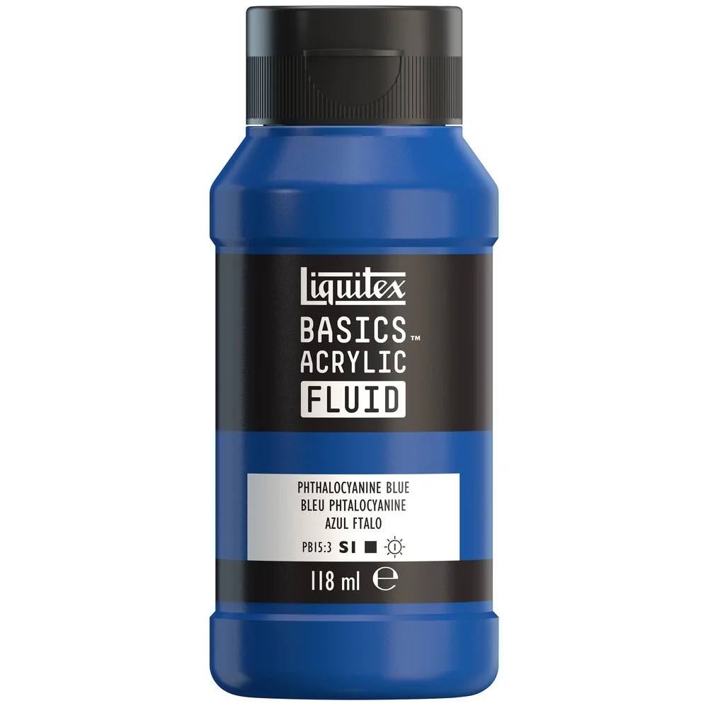 Basics Acrylic Fluid Color - Phthalocyanine Blue - Image 2