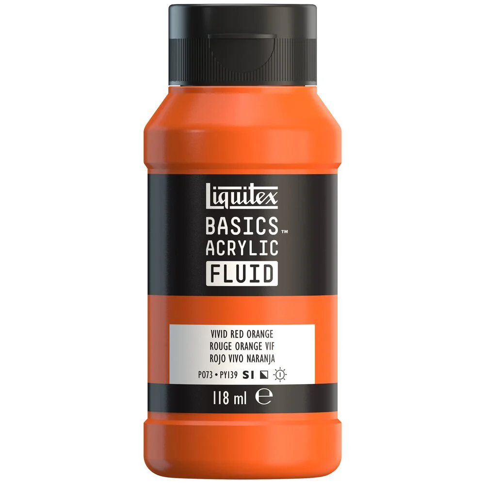 Basics Acrylic Fluid Color - Vivid Red Orange - Image 2