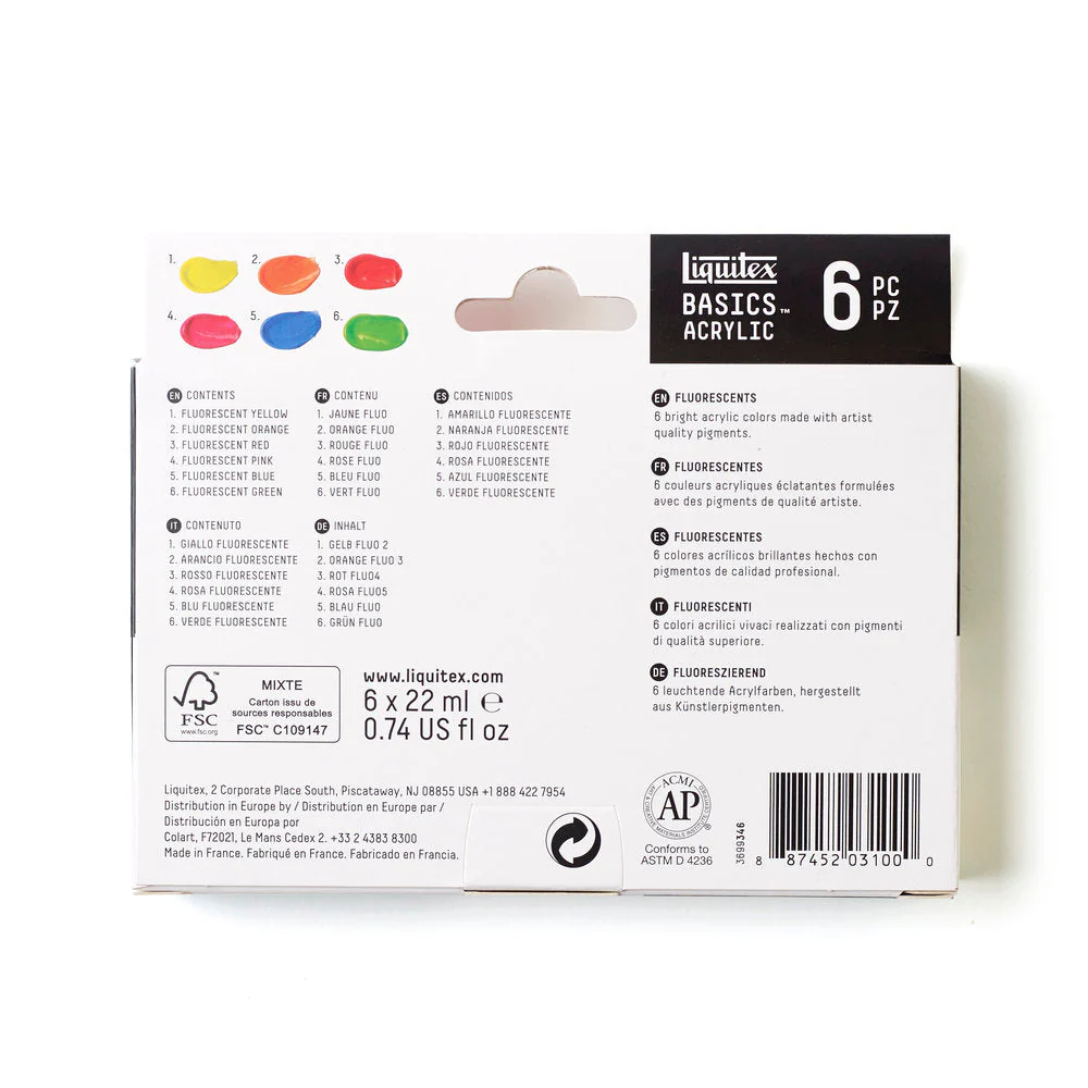 Basics Acrylic Set - 6x22ml - Fluorescents - Image 6