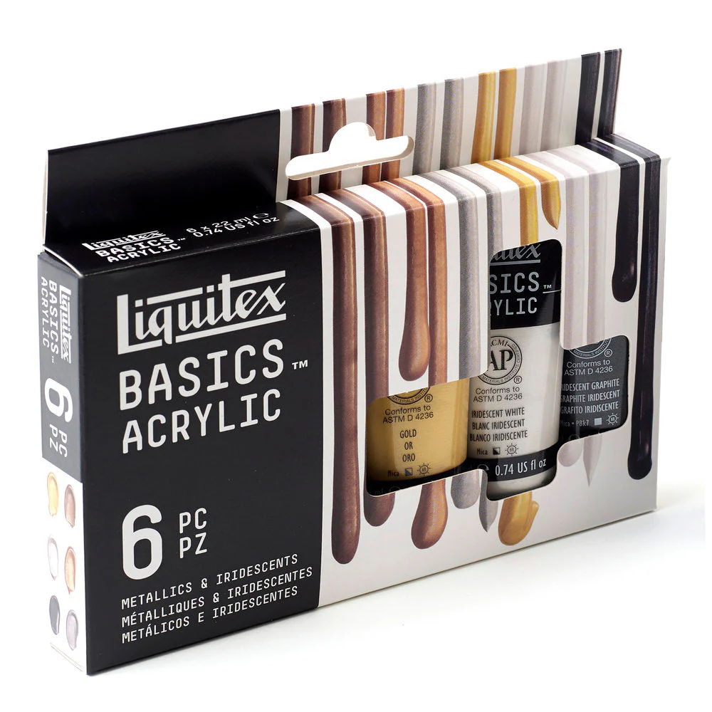 Basics Acrylic Set - 6x22ml - Metallics & Iridescents - Image 5