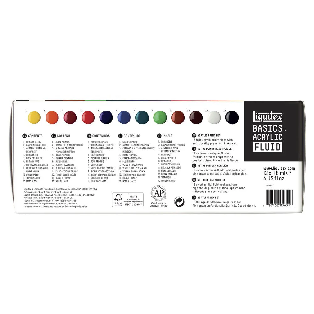 Basics Fluid Acrylic Set 12X118ml - Image 4