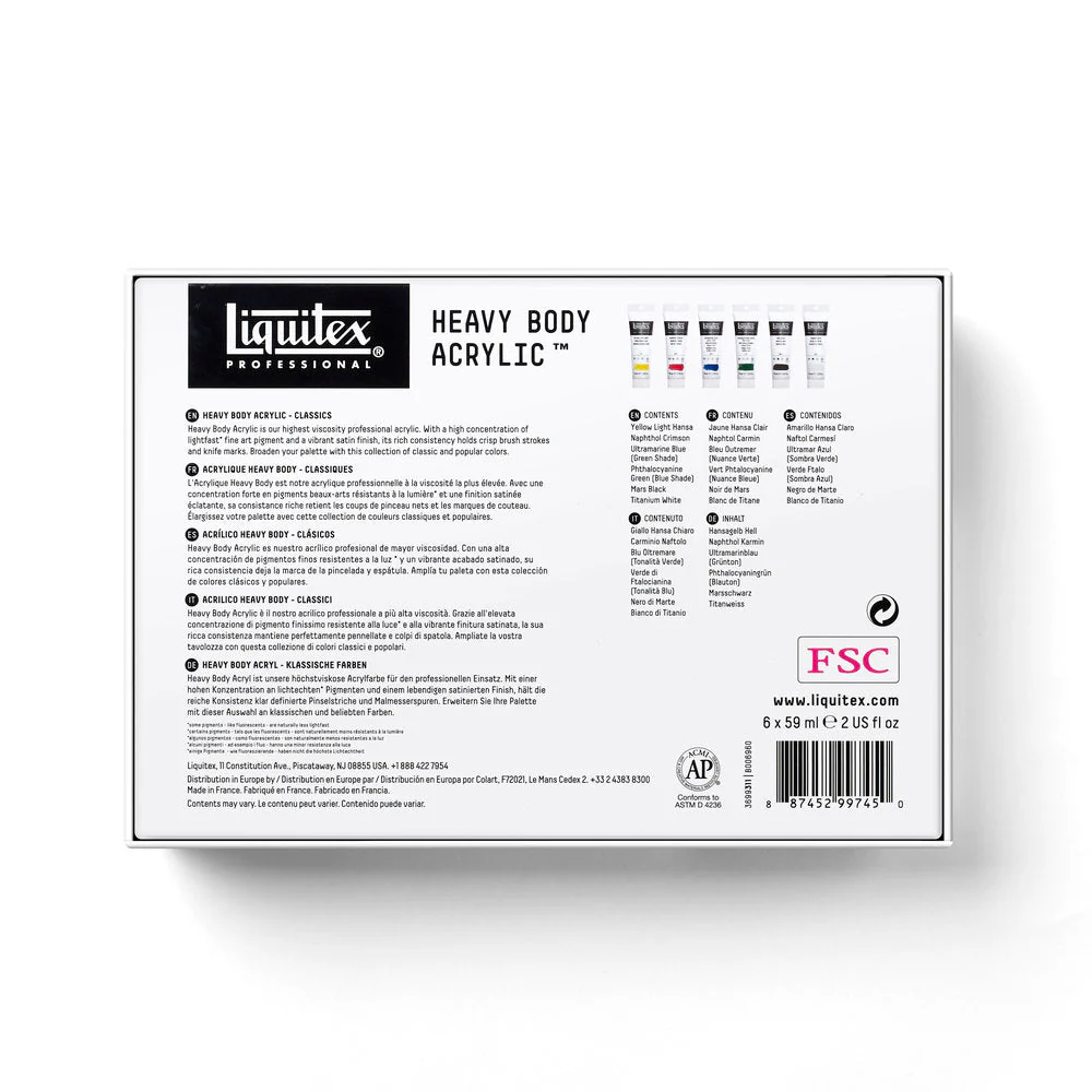 Heavy Body Acrylic Set - 6x59ml - Classics - Image 8