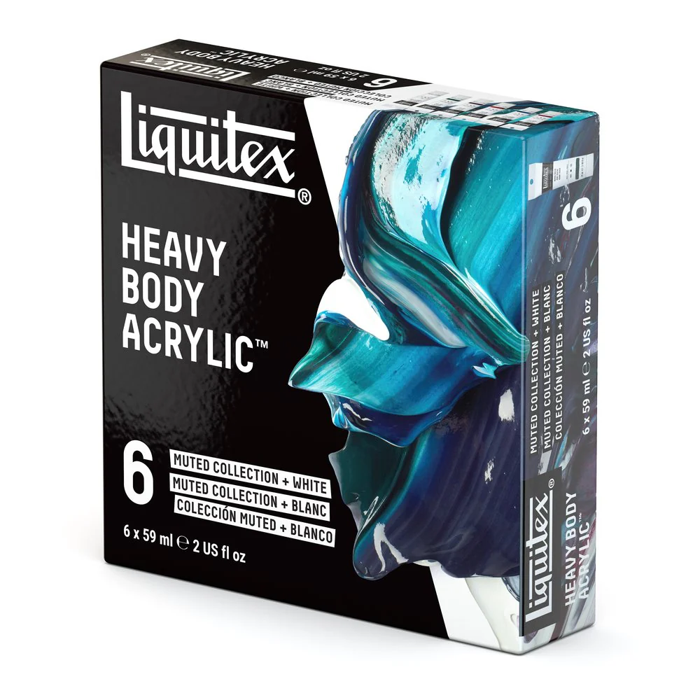 Heavy Body Acrylic Set - 6x59ml - Muted Collection + White - Image 8