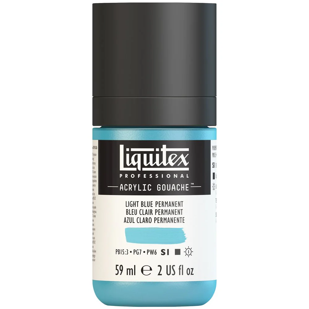 Professional Acrylic Gouache - Light Blue Permanent - Image 2