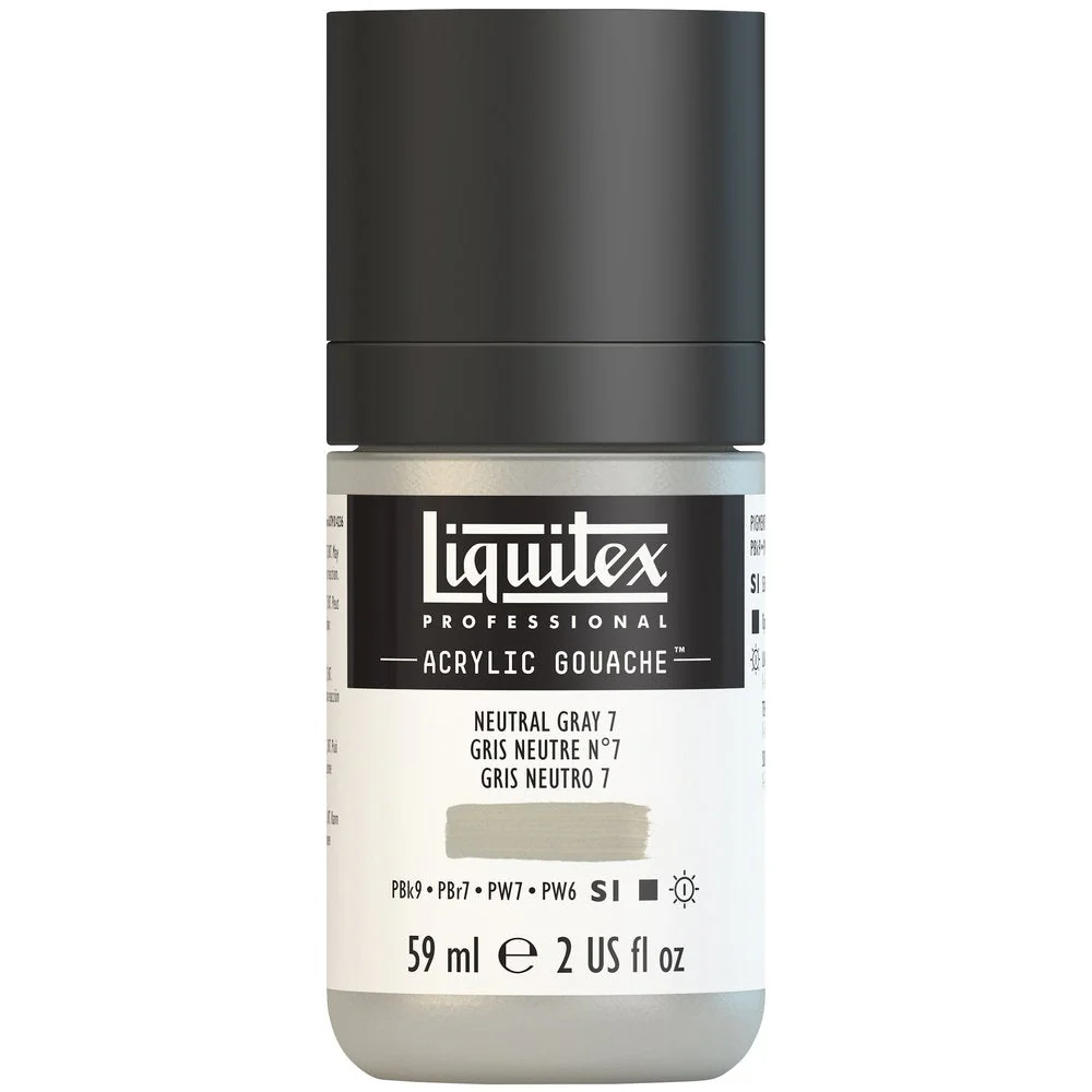 Professional Acrylic Gouache - Neutral Gray 7 - Image 2