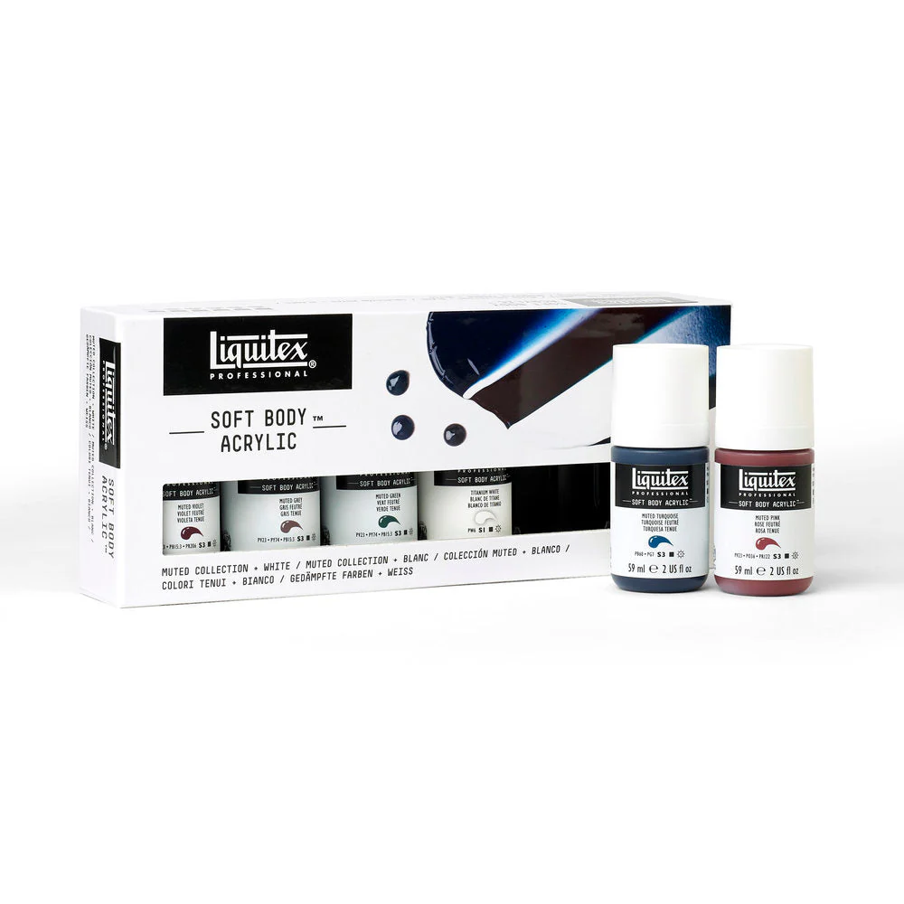 Soft Body Acrylic Set - 6x59ml - Muted Collection + White - Image 4