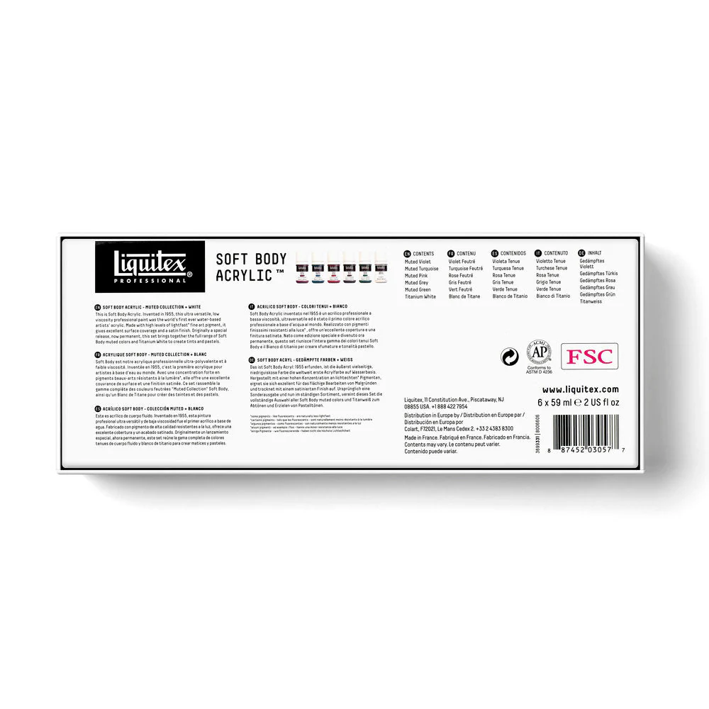 Soft Body Acrylic Set - 6x59ml - Muted Collection + White - Image 6